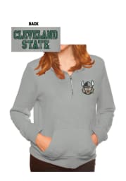 Cleveland State Vikings Womens Grey Tri-Blend Fleece 1/4 Zip Pullover