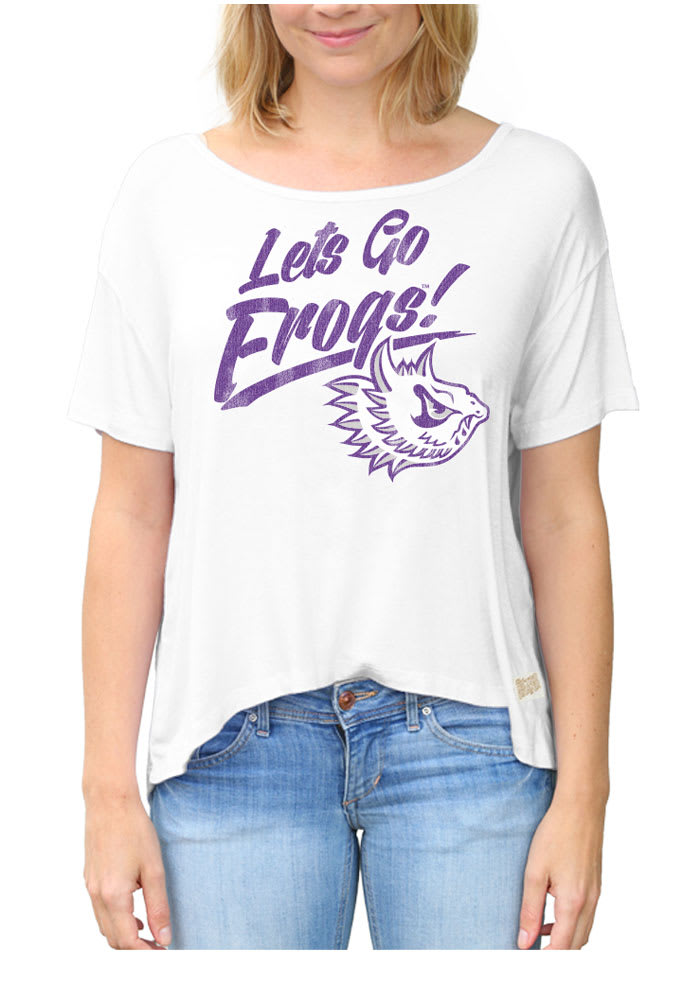 Original Retro Brand TCU Horned Frogs Juniors White Erin Scoop T-Shirt