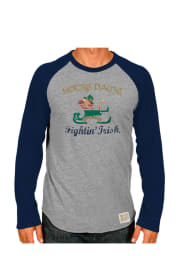 Original Retro Brand Notre Dame Fighting Irish Grey Raglan Long Sleeve Fashion T Shirt