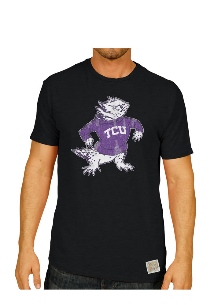 Original Retro Brand TCU Horned Frogs Black Slub Short Sleeve Fashion T Shirt