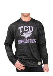 Original Retro Brand TCU Horned Frogs Black Mock Twist Long Sleeve Fashion T Shirt