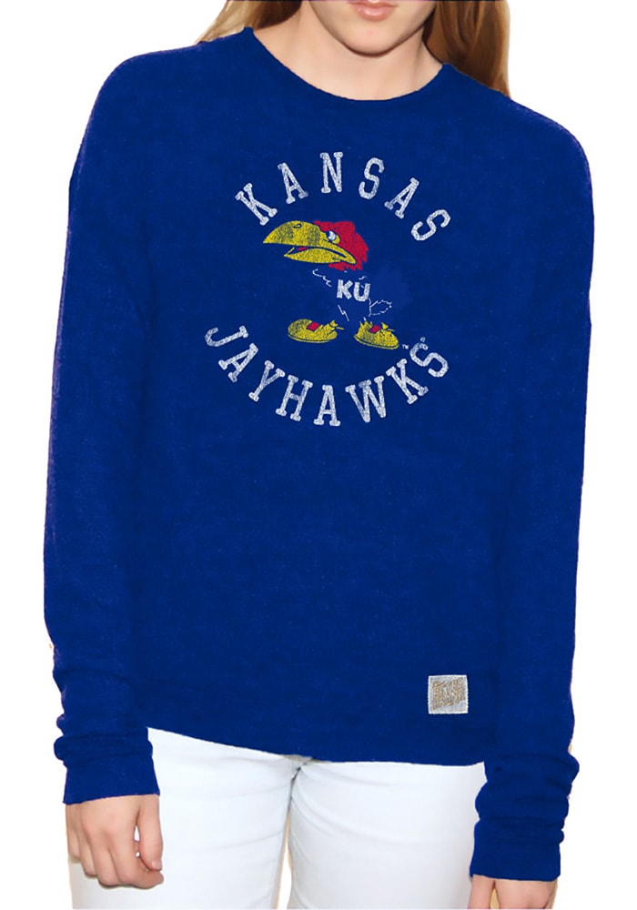 Original Retro Brand Kansas Jayhawks Womens Blue Joy Crew Sweatshirt