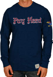 Original Retro Brand Kansas Jayhawks Navy Blue Pay Heed Long Sleeve Fashion T Shirt