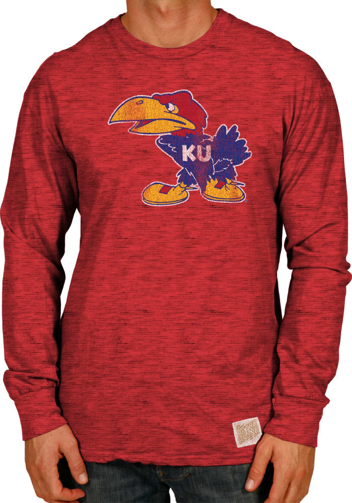 Original Retro Brand Kansas Jayhawks Red Big Logo Long Sleeve Fashion T Shirt