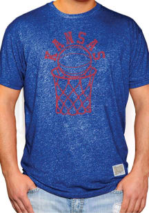 Original Retro Brand Kansas Jayhawks Blue BBall Short Sleeve Fashion T Shirt