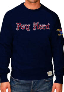 Original Retro Brand Kansas Jayhawks Mens Navy Blue Pay Heed Long Sleeve Fashion Sweatshirt