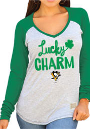 Original Retro Brand Pittsburgh Penguins Womens Grey Lucky Charm Long Sleeve T-Shirt