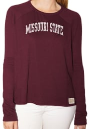 Original Retro Brand Missouri State Bears Womens Maroon Alicia Long Sleeve Crew T-Shirt