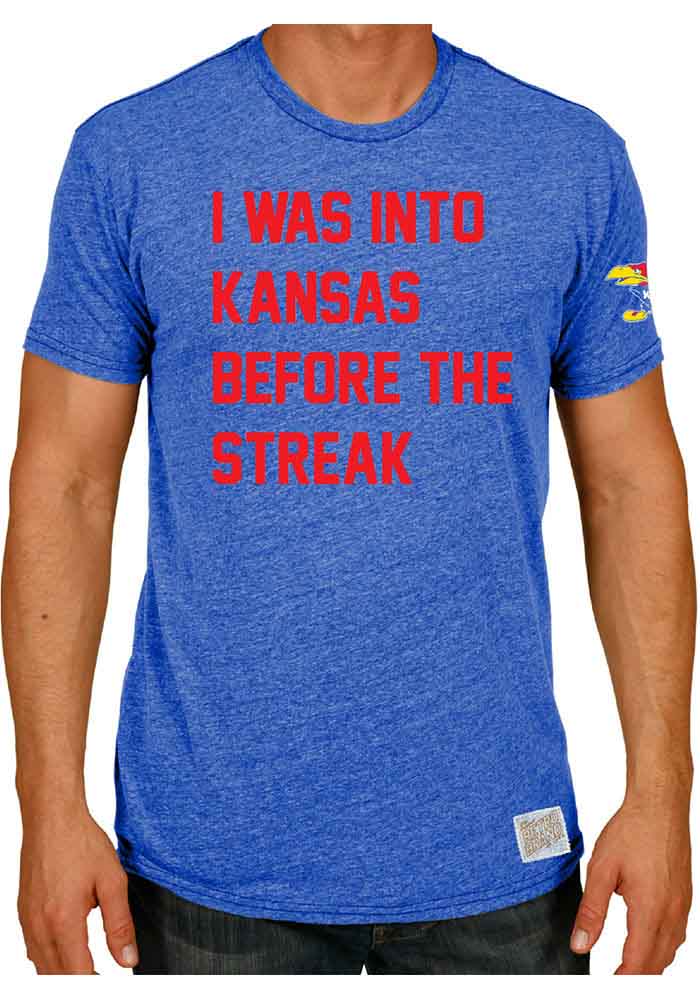 Original Retro Brand Kansas Jayhawks Blue 1941 Streak Short Sleeve Fashion T Shirt