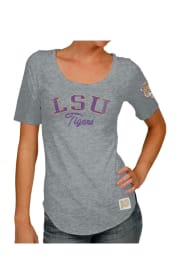 Original Retro Brand LSU Tigers Womens Grey Streaky Scoop T-Shirt