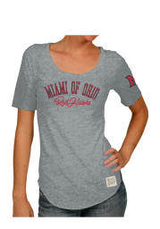 Original Retro Brand Miami Redhawks Womens Grey Streaky Scoop T-Shirt