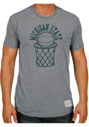 Original Retro Brand Michigan State Spartans Grey Basketball Short Sleeve Fashion T Shirt