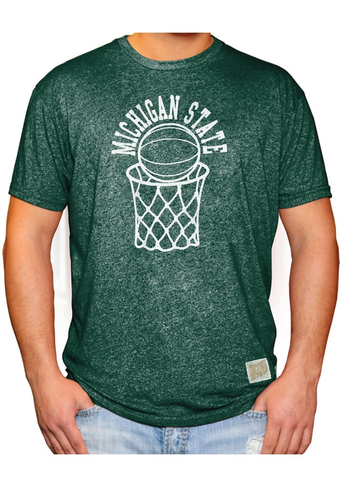 Original Retro Brand Michigan State Spartans Green Basketball Short Sleeve Fashion T Shirt