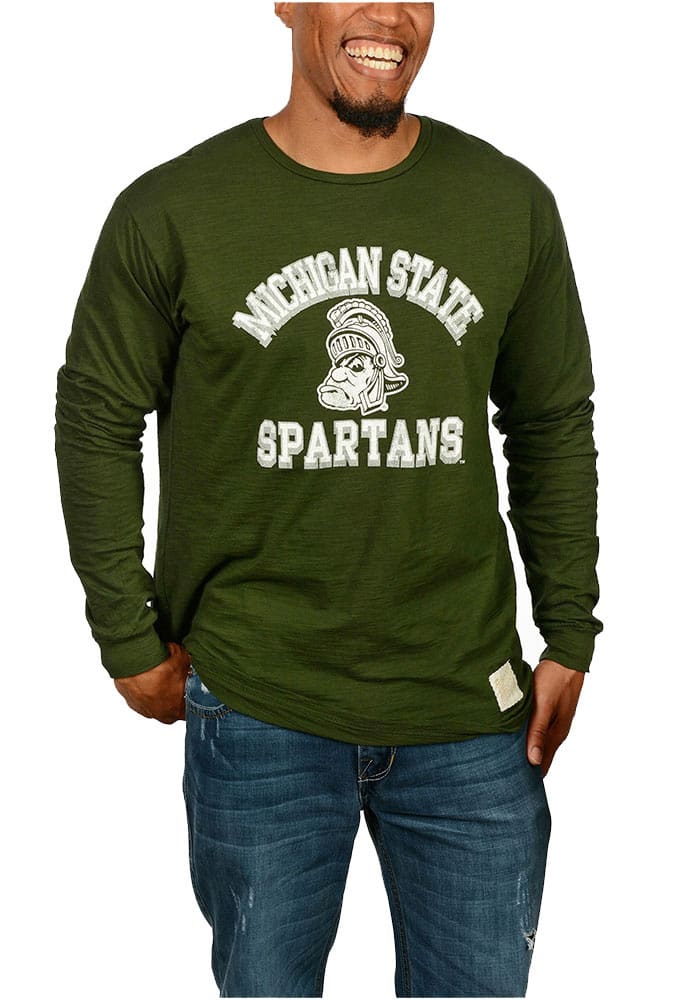 Original Retro Brand Michigan State Spartans Green Arch Long Sleeve Fashion T Shirt