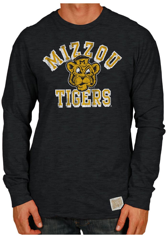 Original Retro Brand Missouri Tigers Black Arch Logo Long Sleeve Fashion T Shirt