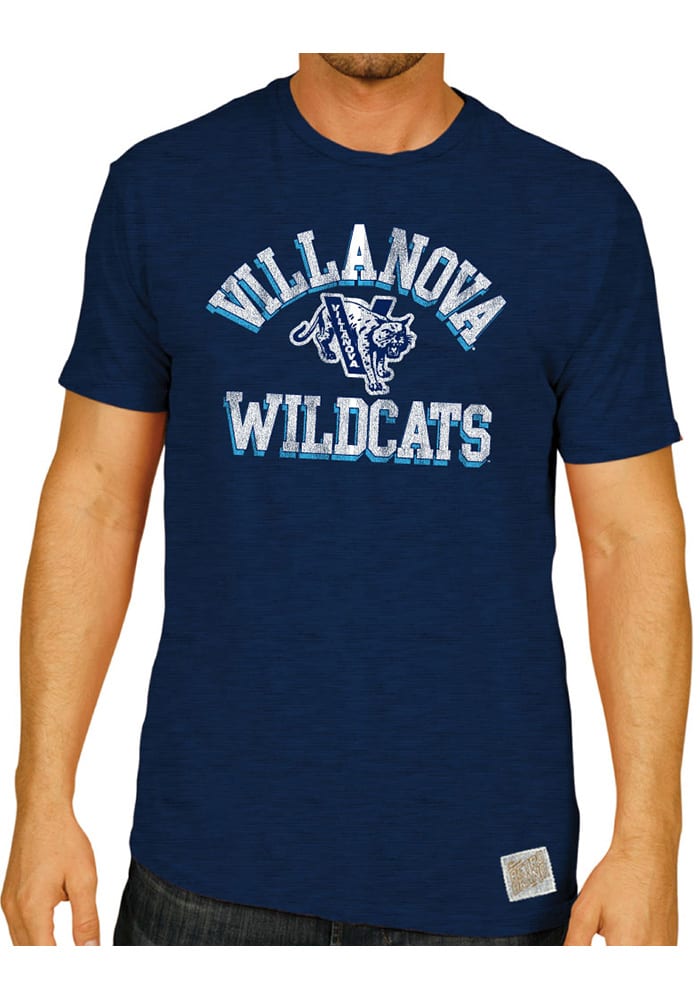 Original Retro Brand Villanova Wildcats Navy Blue Arch Logo Short Sleeve Fashion T Shirt