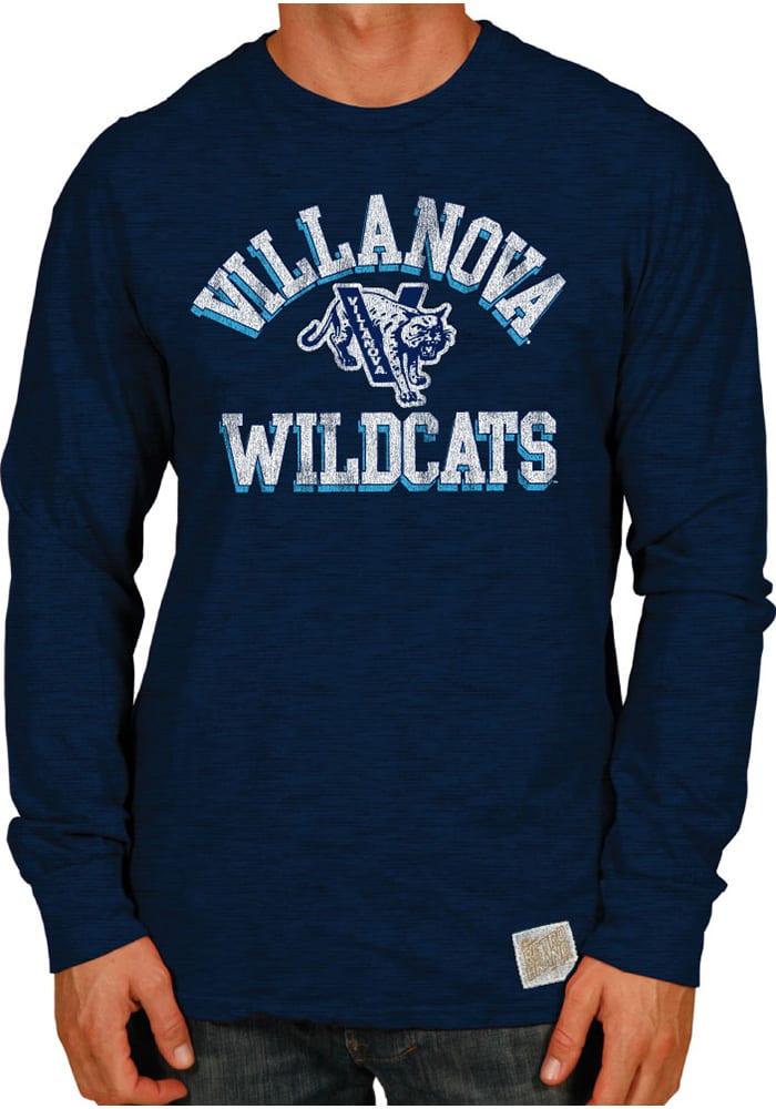 Original Retro Brand Villanova Wildcats Navy Blue Arch Logo Long Sleeve Fashion T Shirt