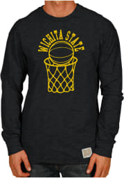 Original Retro Brand Wichita State Shockers Black Basketball Long Sleeve Fashion T Shirt