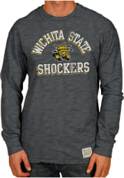 Original Retro Brand Wichita State Shockers Charcoal Arch Logo Long Sleeve Fashion T Shirt