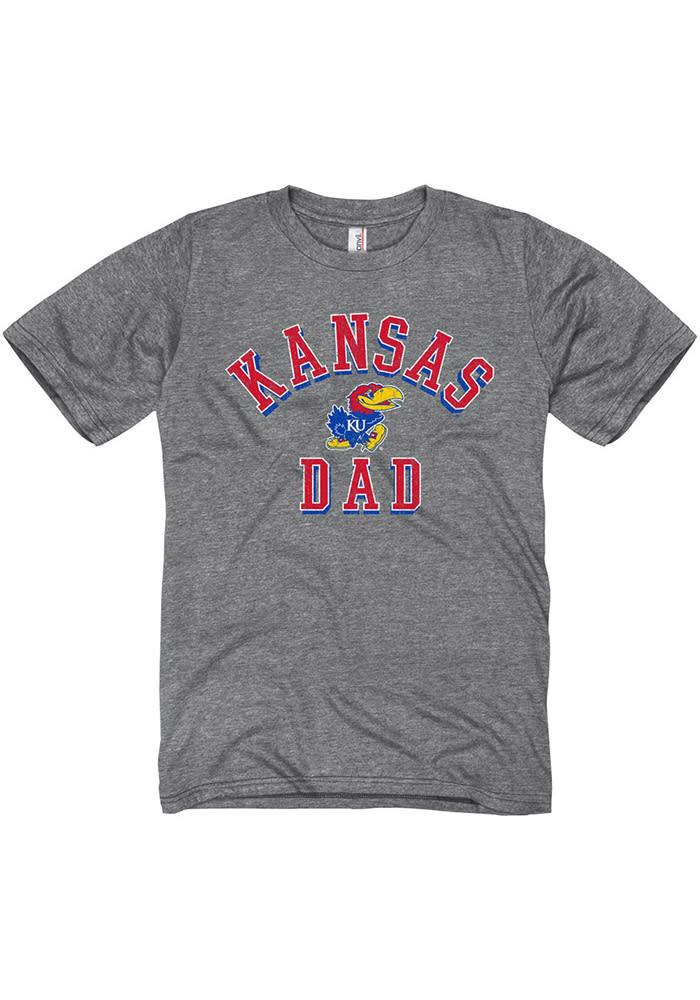 Kansas Jayhawks Grey Shadow Arc Dad Short Sleeve T Shirt