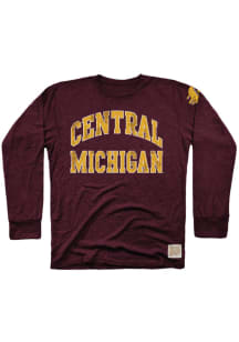 Original Retro Brand Central Michigan Chippewas Maroon Arch Long Sleeve Fashion T Shirt