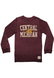 Original Retro Brand Central Michigan Chippewas Maroon Mock Twist Long Sleeve Fashion T Shirt