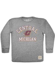 Original Retro Brand Central Michigan Chippewas Grey Triblend Long Sleeve Fashion T Shirt