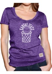 Original Retro Brand K-State Wildcats Womens Purple Arched Hoop Short Sleeve T-Shirt