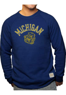 Mens Michigan Wolverines Navy Blue Original Retro Brand Vault Logo Fashion Sweatshirt