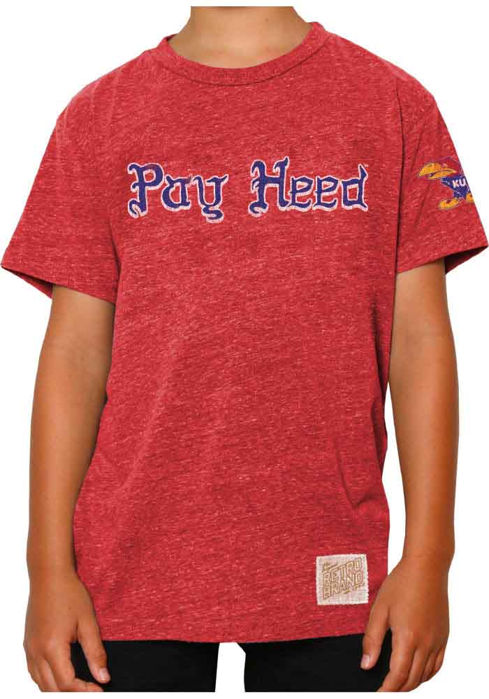 Original Retro Brand Kansas Jayhawks Youth Red Pay Heed Short Sleeve Fashion T-Shirt
