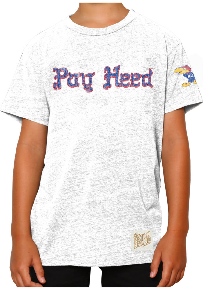 Original Retro Brand Kansas Jayhawks Youth White Pay Heed Short Sleeve Fashion T-Shirt
