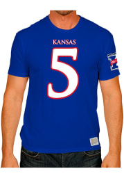 Original Retro Brand Kansas Jayhawks Blue Reesing Short Sleeve Fashion T Shirt