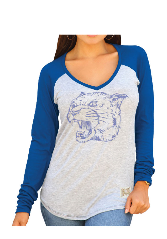 Original Retro Brand Pitt Panthers Juniors Grey Raglan Long Sleeve T-Shirt