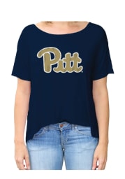 Original Retro Brand Pitt Panthers Juniors Navy Blue Relaxed Scoop T-Shirt
