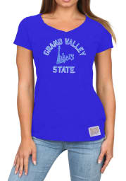 Original Retro Brand Grand Valley State Lakers Womens Blue Megan V Neck Short Sleeve T-Shirt