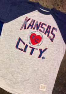 Original Retro Brand Kansas City Monarchs Navy Blue Heart Kansas City Short Sleeve T Shirt