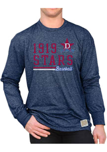 Original Retro Brand Detroit Stars Navy Blue Mock Twist Long Sleeve Fashion T Shirt