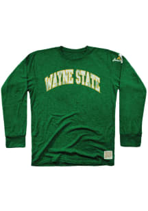 Original Retro Brand Wayne State Warriors Green Arch Long Sleeve Fashion T Shirt