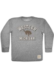 Original Retro Brand Western Michigan Broncos Grey Triblend Long Sleeve Fashion T Shirt