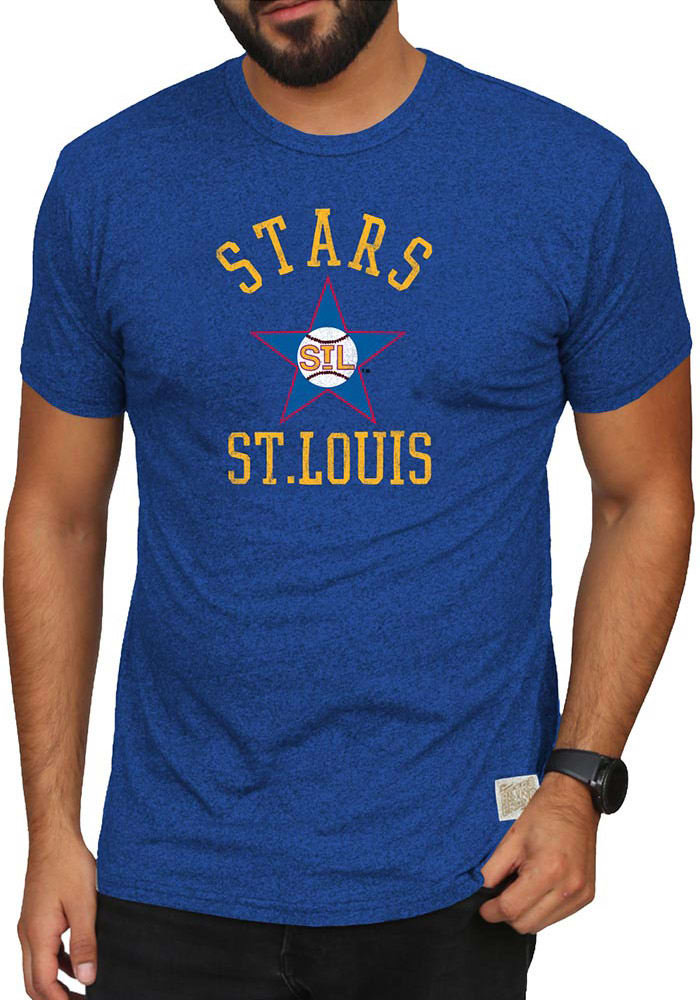 Original Retro Brand St Louis Stars Blue Mock Twist Short Sleeve Fashion T Shirt