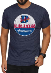 Original Retro Brand Cleveland Buckeyes Navy Blue Mock Twist Short Sleeve Fashion T Shirt