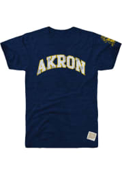 Original Retro Brand Akron Zips Navy Blue Arch Short Sleeve Fashion T Shirt
