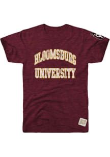 Original Retro Brand Bloomsburg University Huskies Maroon Arch Name With Sleeve Hit Short Sleeve..