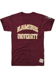 Original Retro Brand Bloomsburg University Huskies Maroon Arch Name With Sleeve Hit Short Sleeve Fashion T Shirt