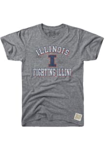 Original Retro Brand Illinois Fighting Illini Grey Team Short Sleeve Fashion T Shirt
