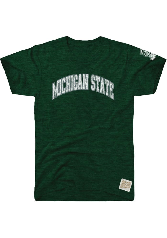 Original Retro Brand Michigan State Spartans Green Arch Short Sleeve Fashion T Shirt