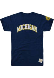 Original Retro Brand Michigan Wolverines Navy Blue Arch Short Sleeve Fashion T Shirt