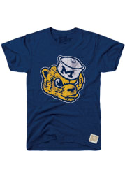 Original Retro Brand Michigan Wolverines Navy Blue Logo Short Sleeve Fashion T Shirt