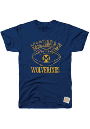 Original Retro Brand Michigan Wolverines Navy Blue Vault Football Short Sleeve Fashion T Shirt