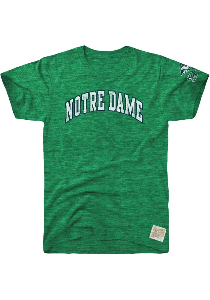 Original Retro Brand Notre Dame Fighting Irish Green Arch Short Sleeve Fashion T Shirt